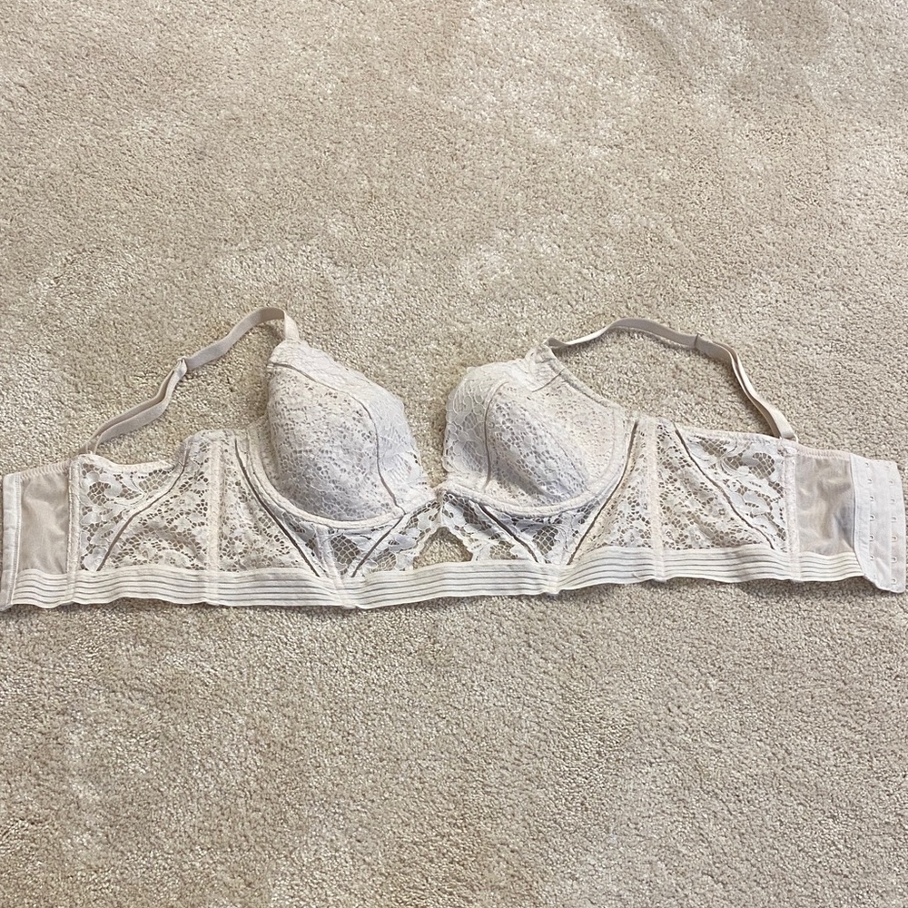 Victoria's Secret Lace Longline Bra - Cream